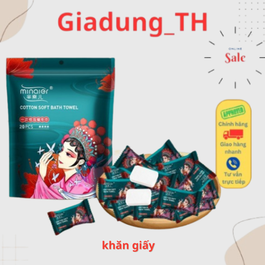 ✨KHĂN GIẤY NÉN VIÊN KẸO MINI CAO CẤP MINAIER – GÓI 20 VIÊN✨