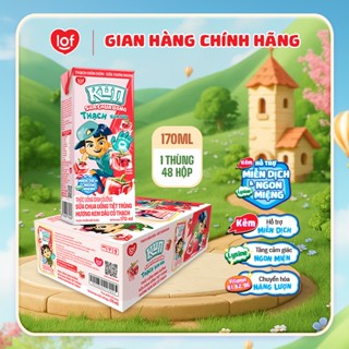 Kun Sữa chua uống hương Kem Dâu có Thạch thùng 48 hộp x 170ml