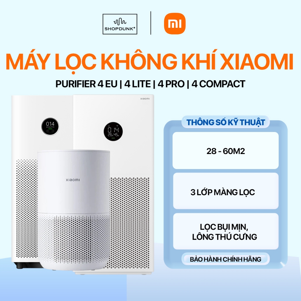 Máy Lọc Không Khí Xiaomi Smart Air Purifier 4/ 4 Lite/ 4 Compact/ 4 Pro Sạch Bụi Mịn, Lông Thú Cưng
