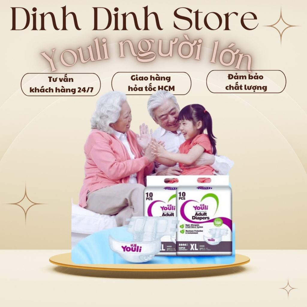 [HCM]  Tã/bỉm Quần Người Già Youli M10 / L10 / XL10 ( 10 miếng )