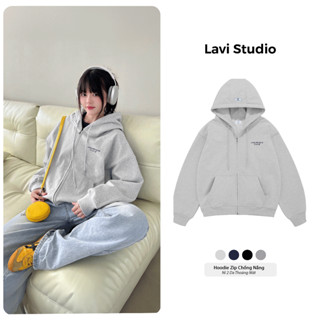 Áo Hoodie Zip Vải 2 Da Chống Nắng Tốt/ BRAND Form Rộng Nam Nữ Local Brand Lavi Studio