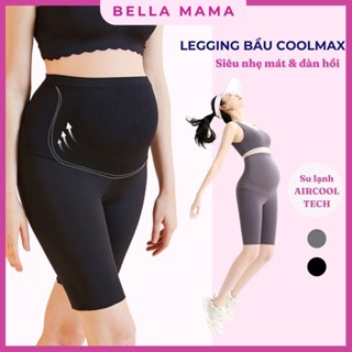 Quần legging bầu lửng Bella Mama su lạnh cool max siêu nhẹ mát co dãn quần bầu legging su đáp bụng to - QS2