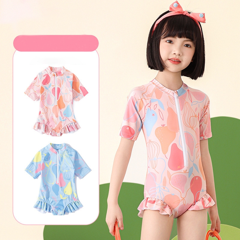 Bộ bơi bé gái dễ thương HB2518 phối mầu thời trang chống tia UV từ 1-8 tuổi, đồ bơi liền thân bé gái
