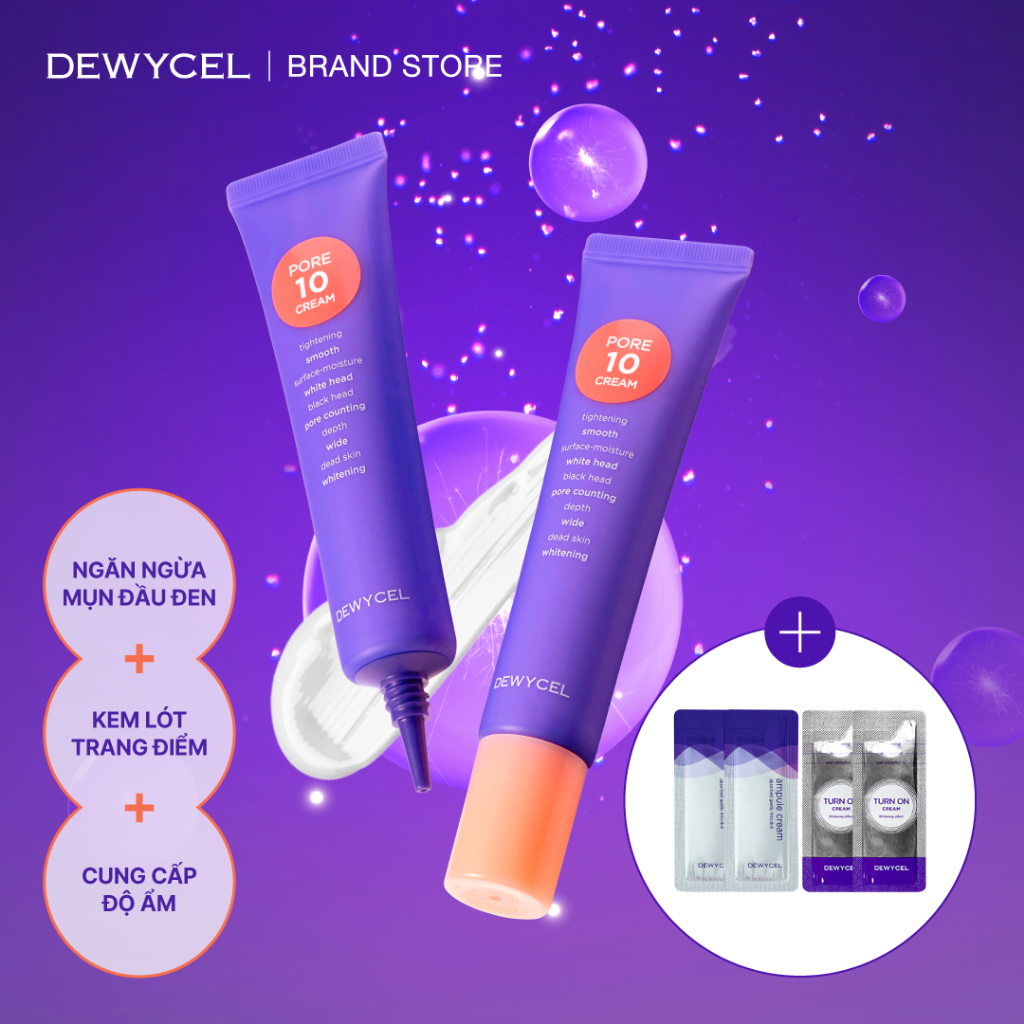 [ Date 09/2027] Combo 2 Kem giảm mụn đầu đen - se khít lỗ chân lông - cấp ẩm Dewycel Pore 10 Cream 40ml
