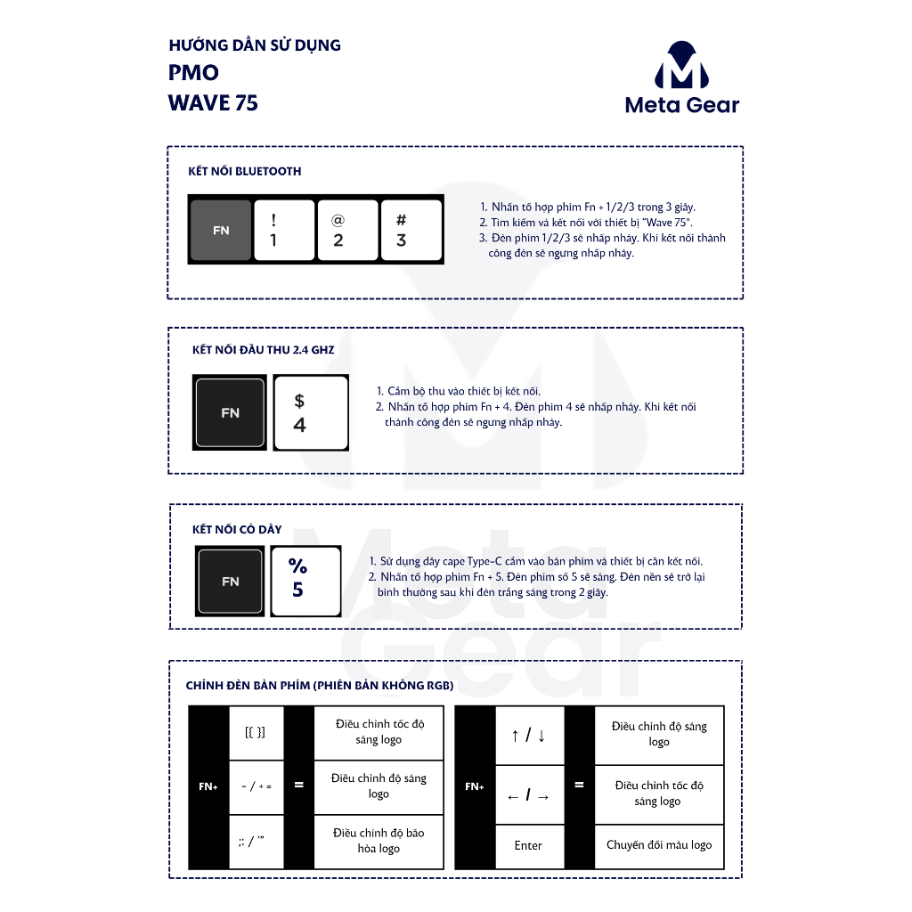 [CHÍNH HÃNG] Bàn phím cơ PMO Wave75 - Bàn phím bluetooth, 3 mode kết nối, Hotswap, Hỗ trợ QMK/VIA | BigBuy360 - bigbuy360.vn