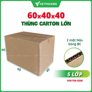 60x40x40 (5 lớp) - 5 thùng carton lớn chuyển nhà siêu bền, chất lượng cao