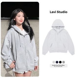Áo Hoodie Zip Trơn Vải 2 Da Chống Nắng Tốt Form Rộng Nam Nữ Local Brand Lavi Studio