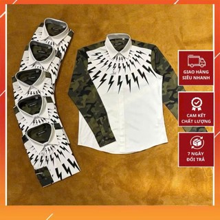  Áo Sơ Mi Nam Tia Sét Dài Tay Phối Rằn Ri.Chất Cotton Lụa Không Nhăn Mềm Mại Chuẩn Form Thời Trang Phong Cách 