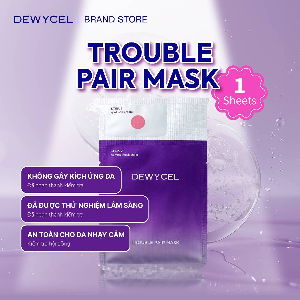Mặt nạ Cải Thiện Da Mụn Và Chống Lão Hóa Dewycel Trouble Pair Mask - 1 miếng