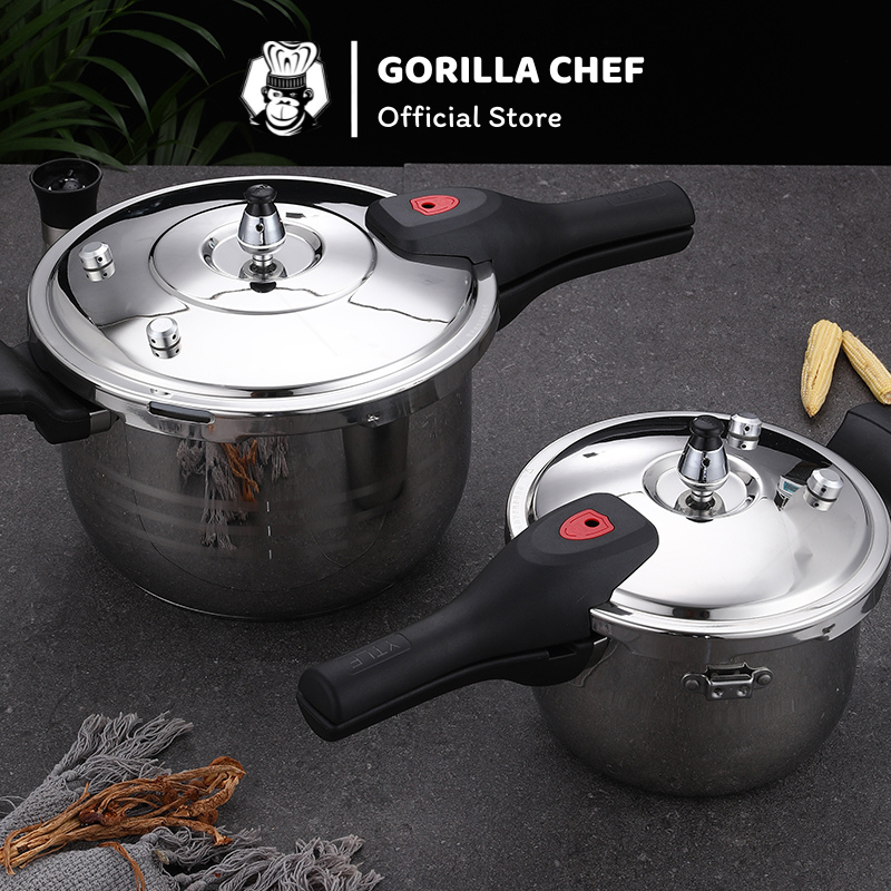 Nồi áp suất inox loại dày GORILLA CHEF 4 van bảo vệ an toàn | Dùng được trên bếp từ