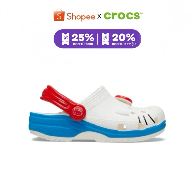 | CHÍNH HÃNG | GIÀY CLOG TRẺ EM CROCS CLASSIC HELLO KITTY IAM - WHITE