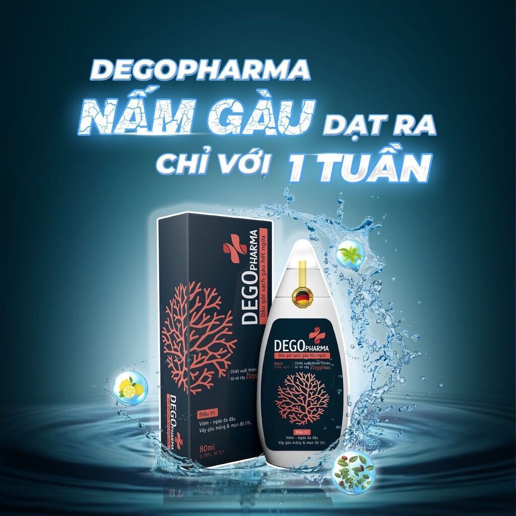 Dầu Gội Đầu DEGO PHARMA 80ml Dứt Điểm Gàu Ngứa Nấm Da Đầu & Viêm Da Tiết Bã