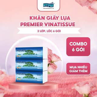 [COMBO 6 GÓI] Khăn giấy lụa, khăn đa năng Premier Vinatissue 2 lớp 100% bột giấy nguyên sinh, không chất tẩy 280 tờ