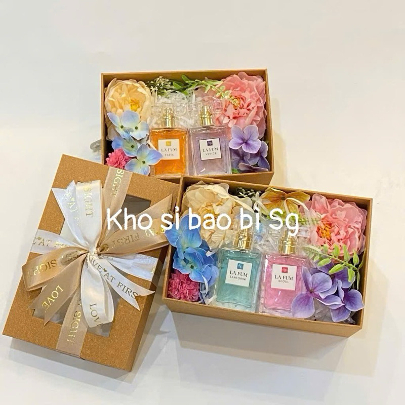 Hộp âm dương mặt kiếng Mia - hộp giấy kraft đựng quà - hộp giấy kraft đựng khăn- hộp mặt kiếng