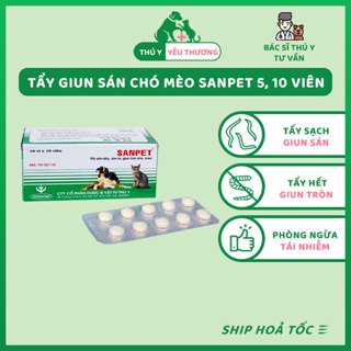  Vỉ 5 10 Viên sổ giun tròn sán dây cho chó mèo Sanpet Hanvet tại Thú Y Yêu Thương 