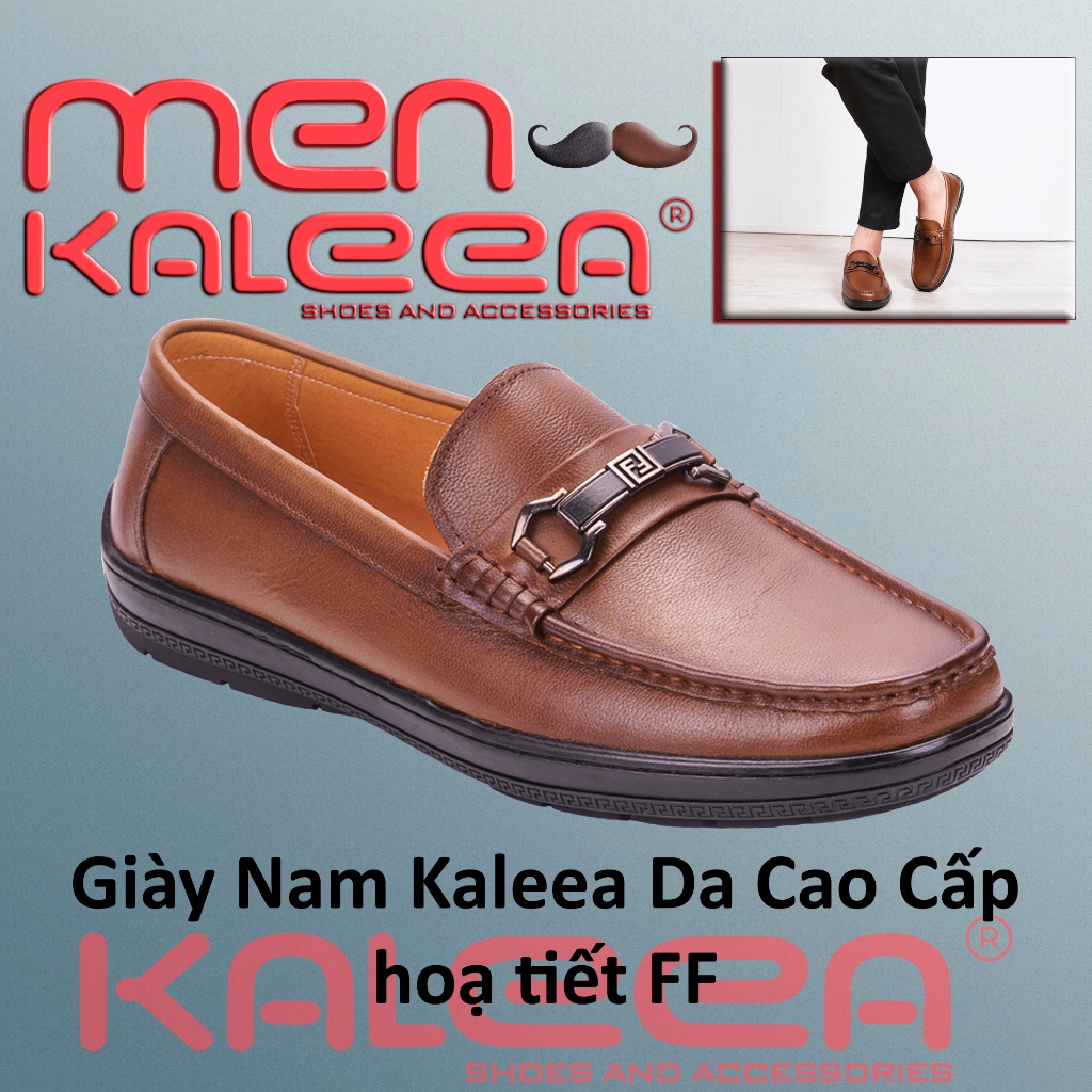 Kaleea Men: Giày Tây nam da cao cấp hoạ tiết FF IS89