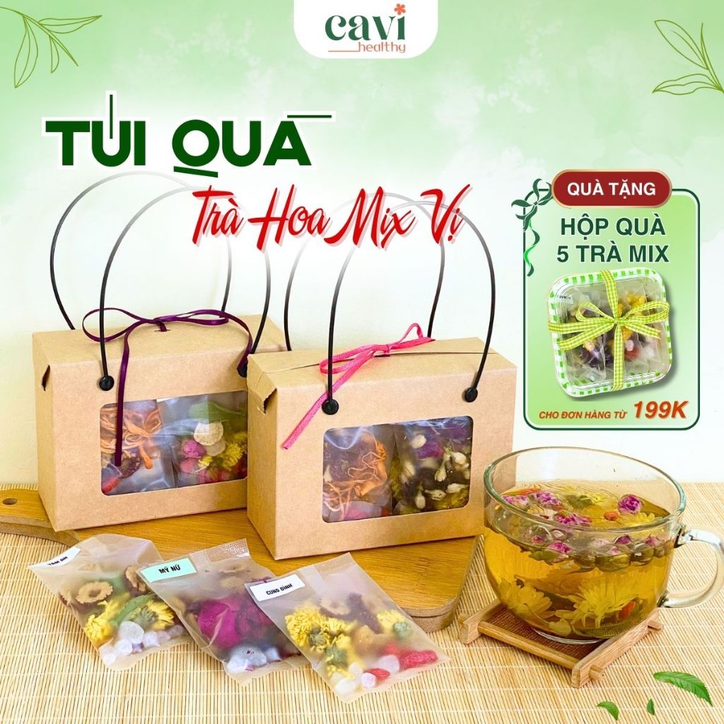 Túi Quà Trà Mix Vị, Hoa Khô Đủ Vị Giúp Thanh Nhiệt, Đẹp Da, Giảm Stress, Trà Thảo Mộc Sấy Lạnh