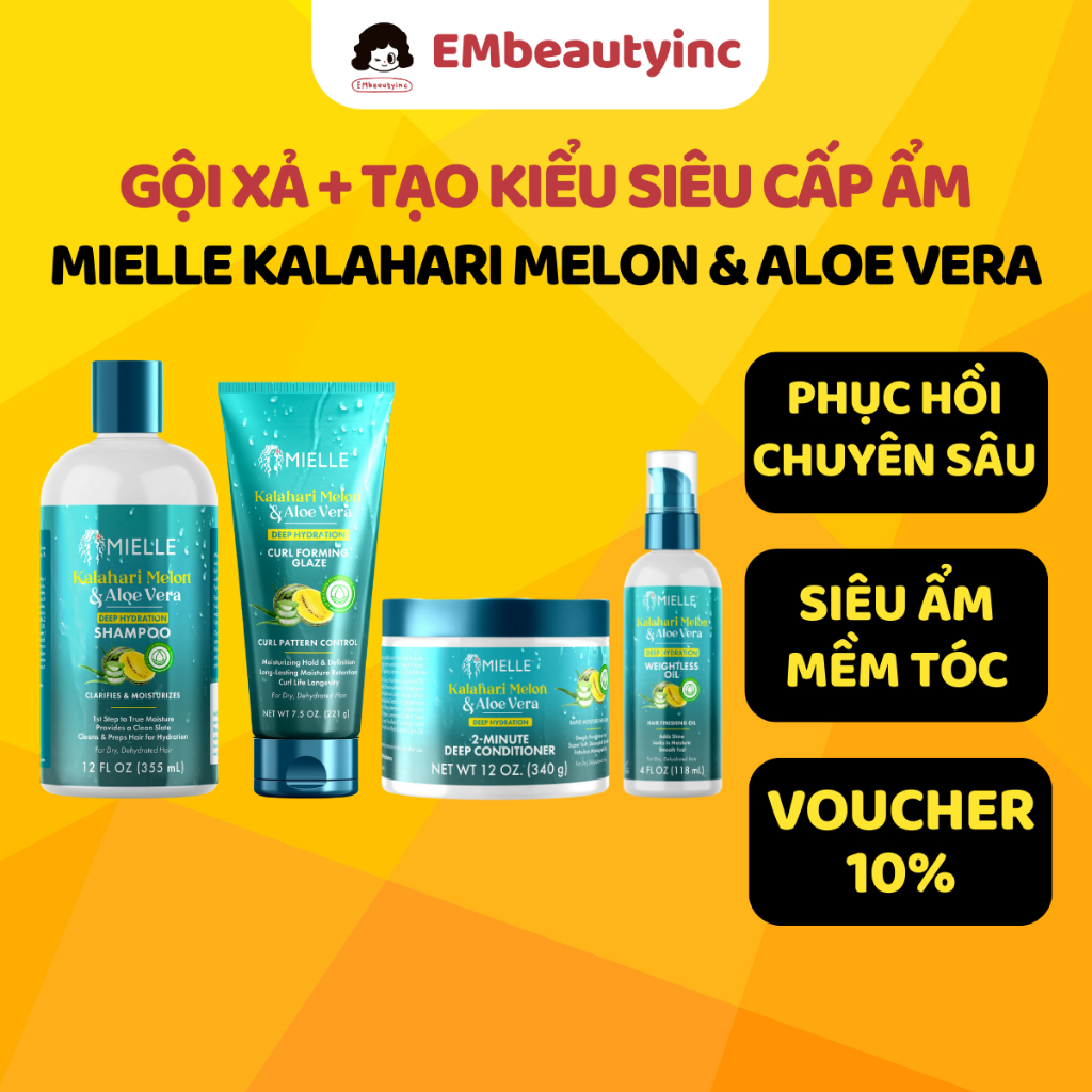 Dầu Gội Xả Dưỡng Ẩm Sâu Mielle Kalahari Melon & Aloe Deep Hydration - Kalahari Melon & Aloe