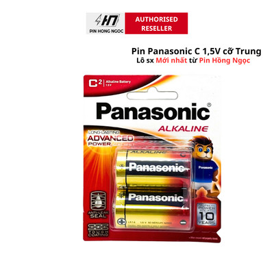Vỉ 2 Viên Pin Trung ( Size C ) LR14T/2B Panasonic alkaline 1,5 V - Hàng chính hãng