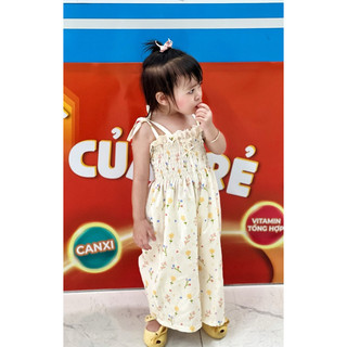 Jumpsuit nhún ngực cột nơ cho bé
