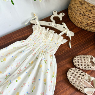 Jumpsuit nhún ngực cột nơ cho bé