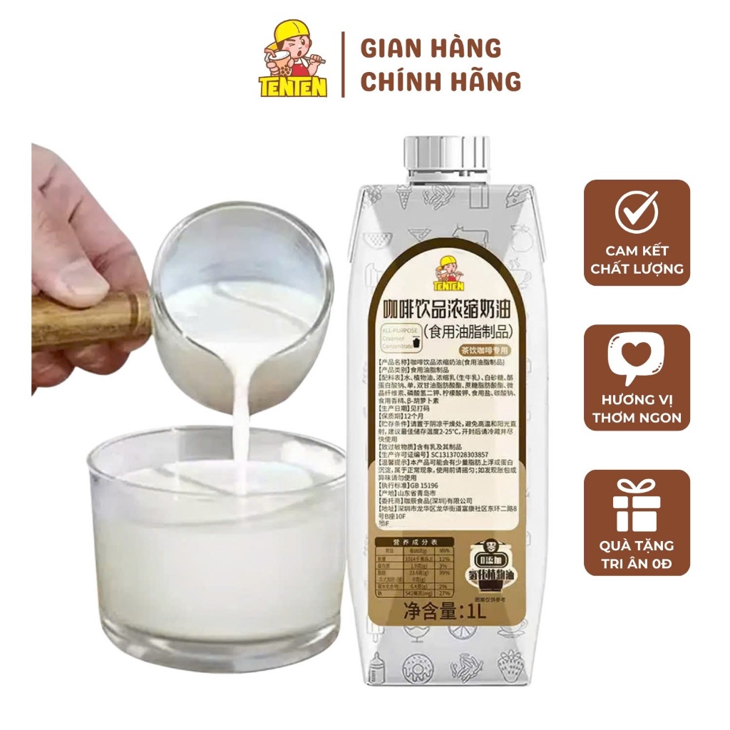 Sữa Kem Cô Đặc TenTen (1 Lít) - Sữa Nước Pha Chế Trà Sữa và Cà Phê