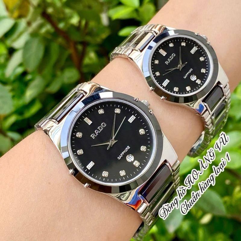 Đồng hồ cặp đôi RD dây vỏ thép bọc đá ceramic sang xịn. máy pin Nhật. Kính sapphire.