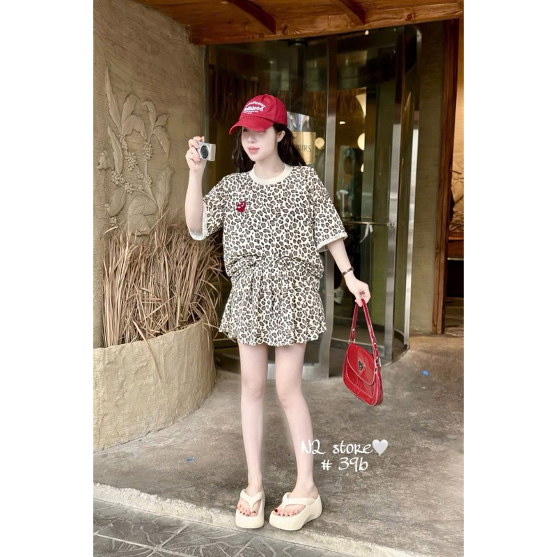 Bigsize Hiếu Hiếu Set áo thun beo kèm chân váy xếp li bigsize 55-100kg