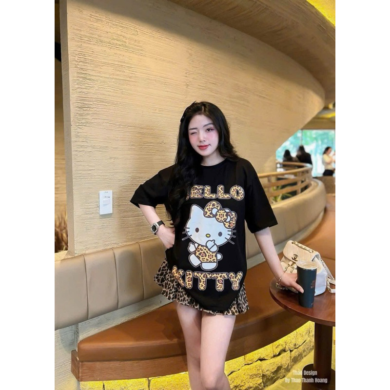 Bigsize Hiếu Hiếu Set áo thun kèm chân váy beo bigsize 55-100kg