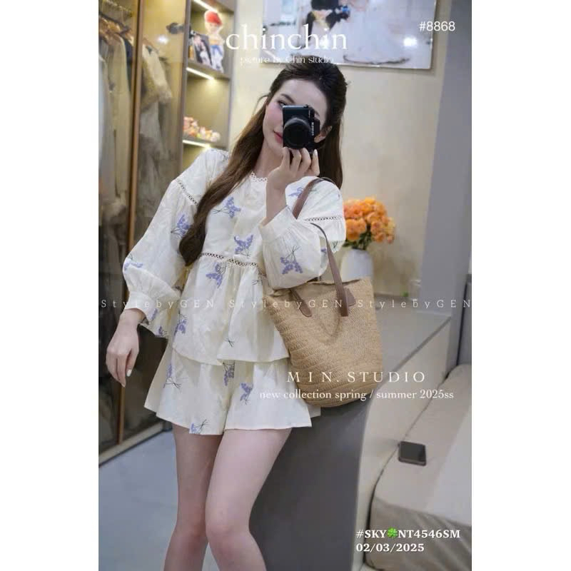 Bigsize Hiếu Hiếu Set áo babydoll kèm quần bigsize 55-100kg