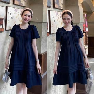  MUMMUM  Đầm bầu xêp ly  nhỏ  bèo tay nhẹ nhàng năng động. Nữ Women Dress Kem Màu Hồng 