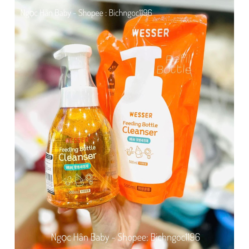 (Date 2027) Nước rửa bình Wesser chai/túi 500ml