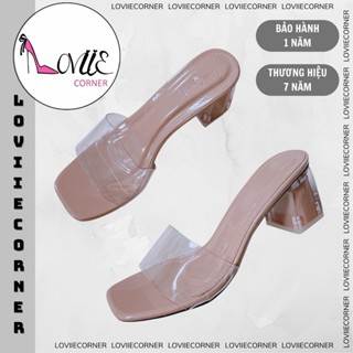 LOVIIECORNER GIÀY CAO GÓT MŨI VUÔNG - GUỐC NỮ QUAI TRONG ĐẾ VUÔNG 5 PHÂN D200844