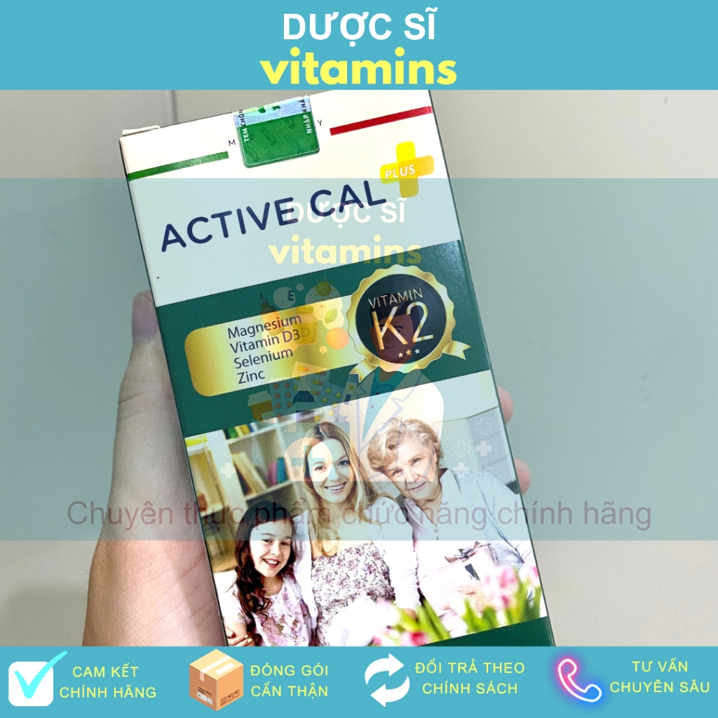🍀 Viên Uống Active Cal - Bổ Sung Canxi Hữu Cơ, Vitamin D3 K2, Giúp Hấp Thụ Canxi Tốt Hơn (Hộp 60 viê