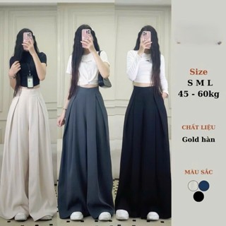 Quần tây công sở Joolate ống rộng cạp cao ly lệch 2 bên chất gold hàn tôn dáng không nhăn mặc đi làm đi học