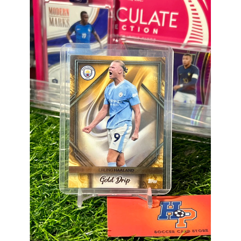 Thẻ bóng đá Erling Haaland Gold Drip Topps Manchester City Team Set 2023/24