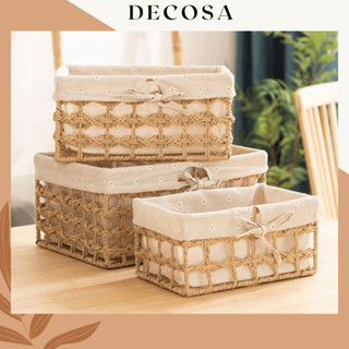 Giỏ mây có nắp đựng đồ nhiều kích thước có vải lót