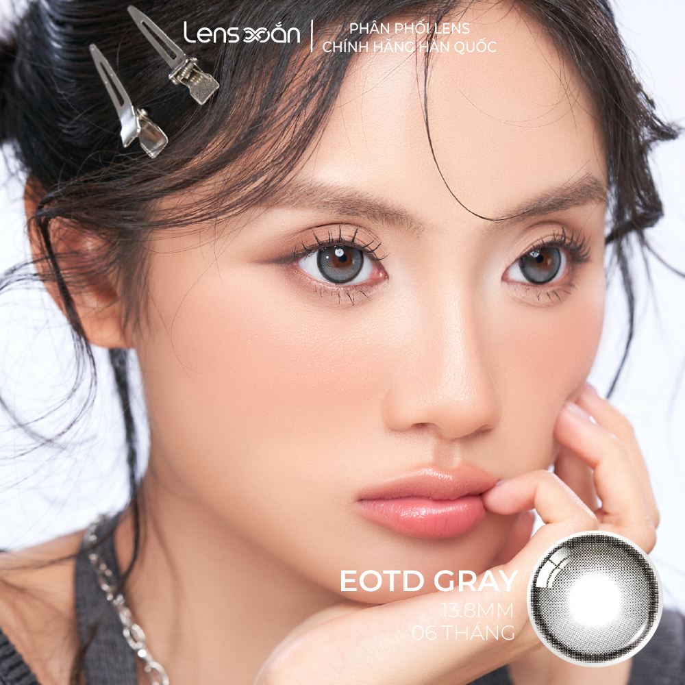Kính áp tròng cận 6 tháng LENS XOẮN lens xám tự nhiên có viền tròn mắt hàn quốc chính hãng OLENS EOTD | BigBuy360 - bigbuy360.vn