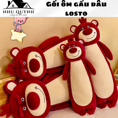 Gối ôm gấu dâu lotso mẫu mới, gối ôm cho bé, gối ôm ngủ  đáng yêu cao cấp hàng nhập khẩu đủ size 70c