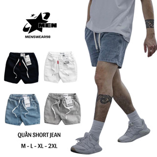 Quần Short Jean Nam cạp chun chất bò - quần short nam form trên gối co giãn thoáng mát - Menswear 98
