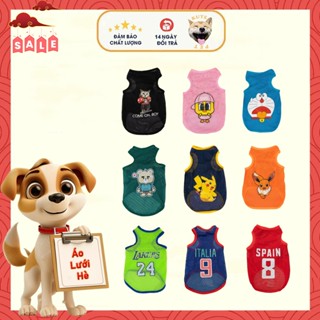 Áo Cho Chó Mèo - Áo Lưới Ba Lỗ Họa Tiết Vui Nhộn,Màu Sắc Tươi Mát Cho Mùa Hè
