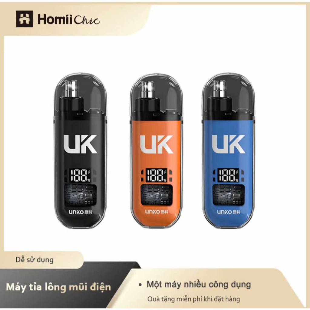 Máy Tỉa Lông Mũi Điện Mini UNKO, chất liệu ABS, toàn bộ máy có thê rửa được, cạo lông an toàn và chính xác