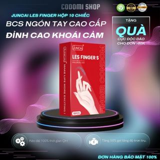Bao cao su ngón tay Juncai LES FINGER hộp 10 cái siêu mỏng nhiều gel hương hoa quả CODOMI