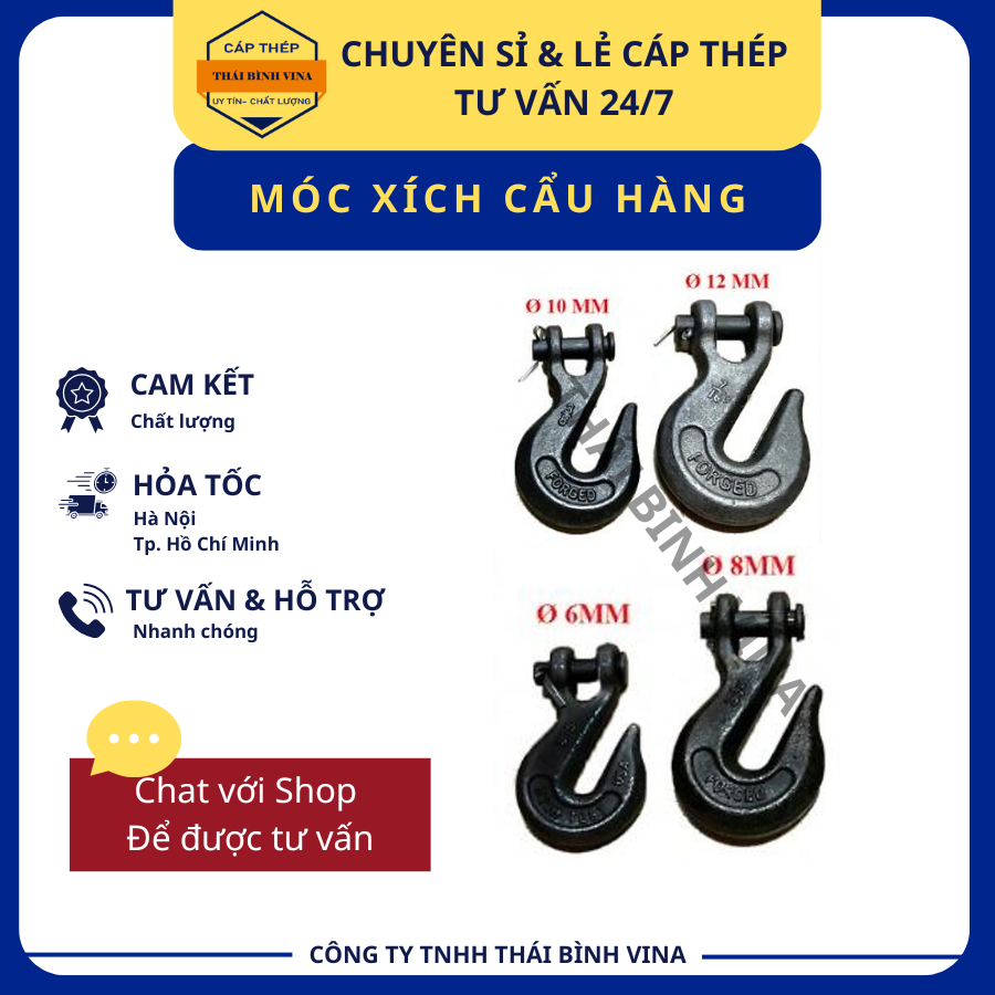Móc xích cẩu hàng (phi :6,8,10,12 ,14mm) - capthephanoi