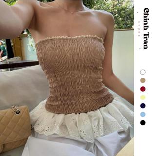 Áo Ống Nữ Nhún Chun Smocking Phối Ren Nhiều Màu Ôm Body - Chinh Trần Store