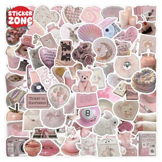 Set 50 Miếng Sticker Màu Hồng Cute Chống Thấm Nước Dán Sổ Tay Hộp Bút Laptop Nón Vali Trang Trí Dễ Thương Cho Nữ