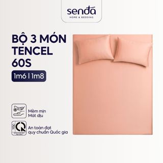 Bộ ga gối 3 món 1m6 1m8 Lụa Tencel Sen Đá Home Bedding cao cấp trơn màu, set 2 vỏ gối, 1 ga giường bo chun