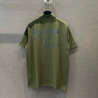 Áo phông nam nữ Dsq cotton in chữ Vicious Bros vảy sơn loang 2 mặt boy phố AP603P