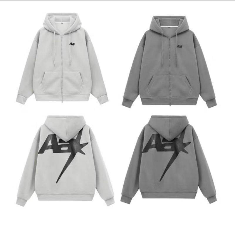 Áo khoác nỉ Fearinfar phản quang from rộng - Áo khoác nỉ Stars from rộng khoá kéo 2 đầu