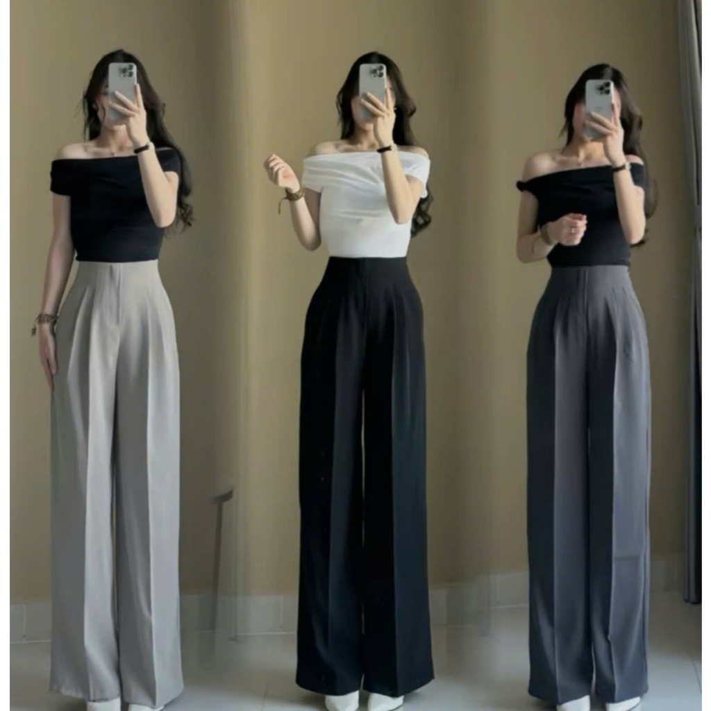 Quần Tây Ống Suông Cạp Liền, Chất Gold Nhật Mềm Mịn